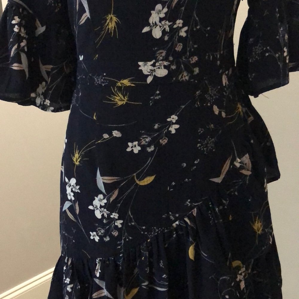 Navy Flower + Ruffle Dress - Picture 3 of 10